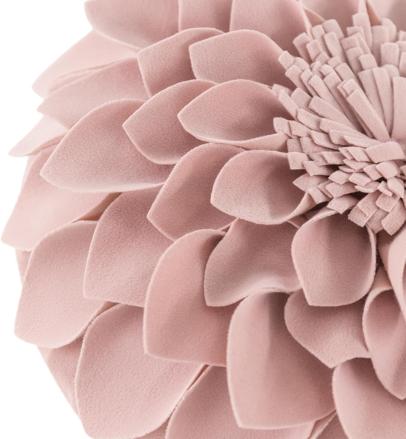 JWH Handmade 3D Flower Throw Pillow Covers Aesthetic Decorative Round Dahlia Accent Pillow Cases Soft Velvet Pillowcase Stereo Cushion for Bed Couch Bedroom Decor Sham 14 Inch Dusty Pink
