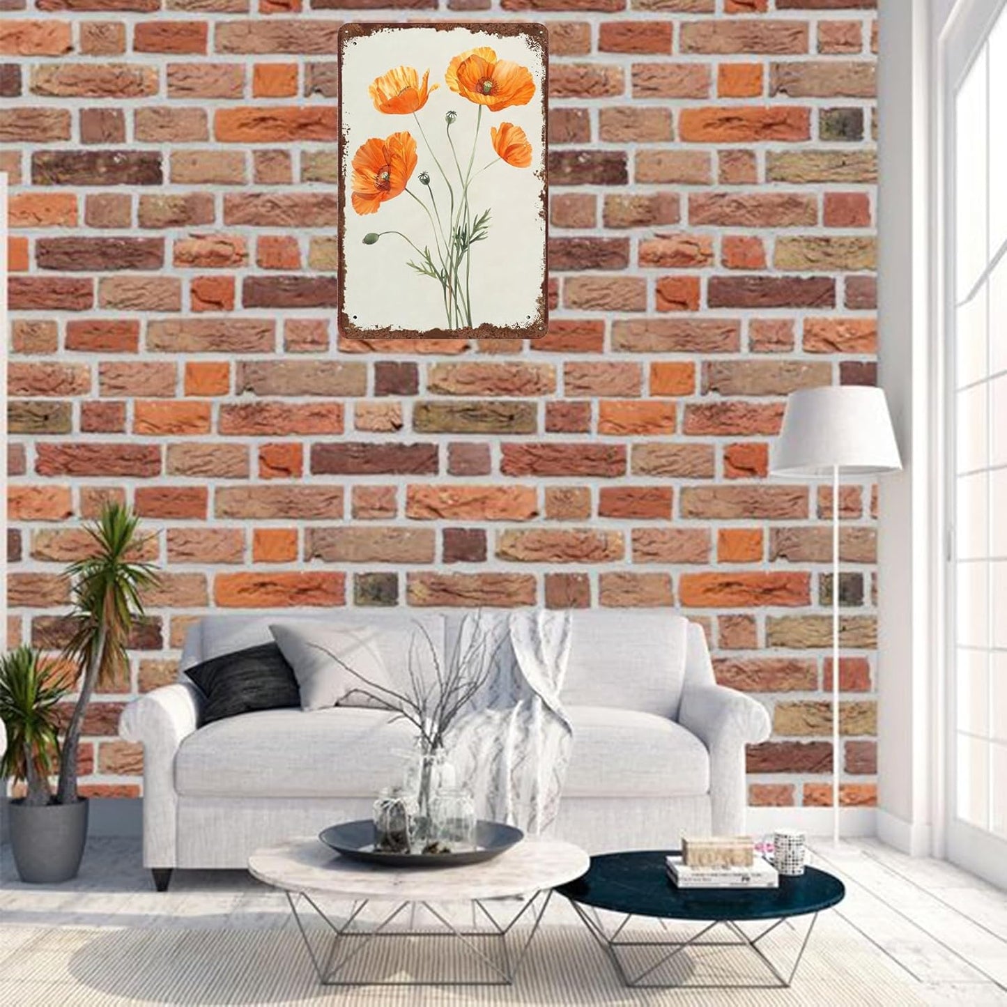 Metal Signs Orange Flowers Vintage Metal Tin Sign for Home Office Kitchen Bar Cafe Garden Wall Decor 12x8 Inch