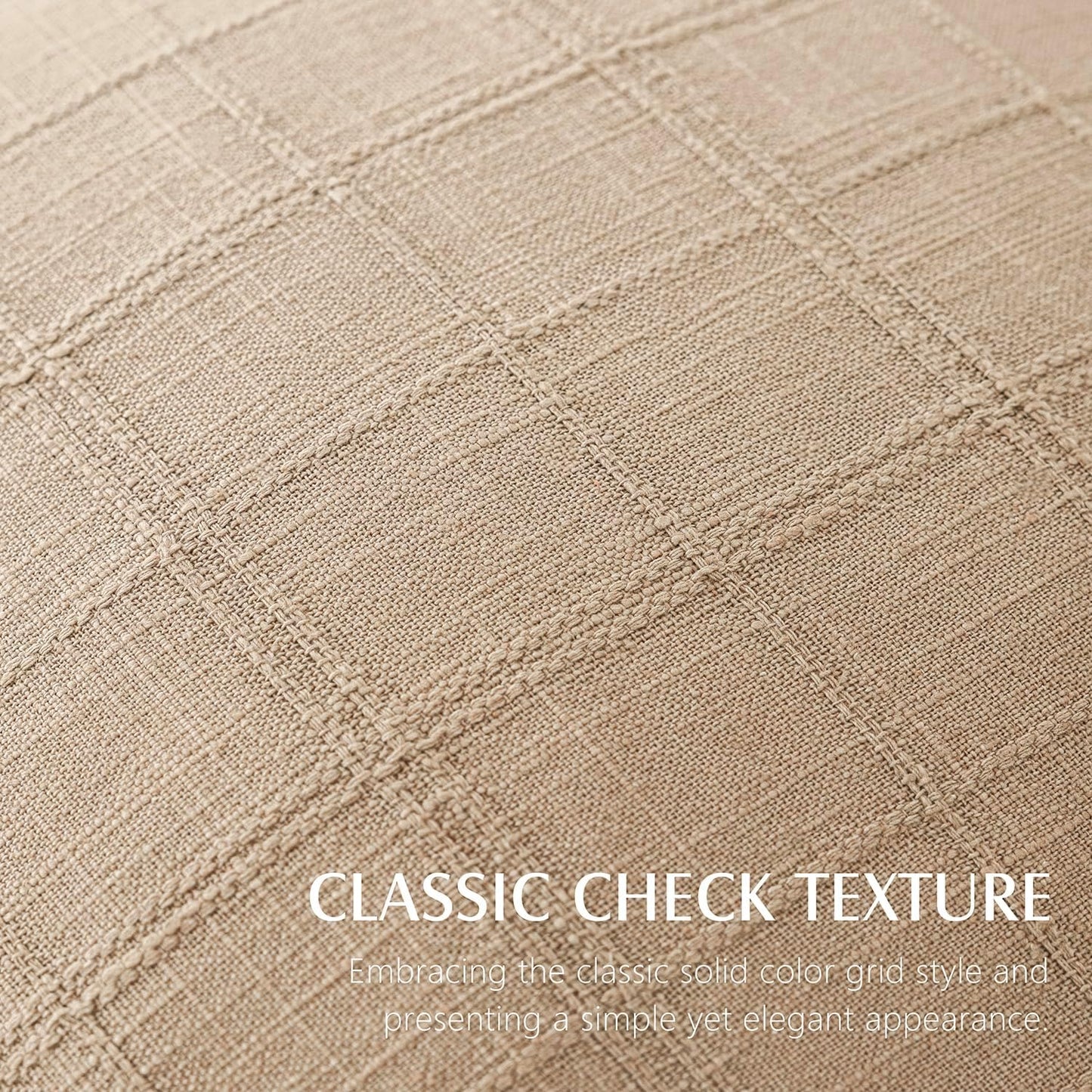 Foindtower Set of 2 Decorative Linen Check Throw Pillow Covers Neutral Farmhouse Vintage Cushion Covers Modern Coastal Boho Home Decor for Sofa Chair Couch Bedroom Living Room,22×22 Inch,Camel