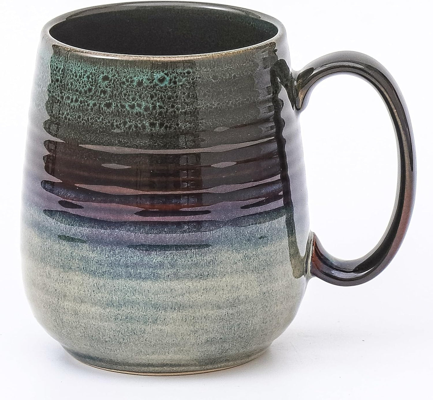 Large Coffee Mugs, Extra Large Ceramic Coffee Mug, 23 oz Handmade Pottery Mug, Big Tea Cups with Handle for Office and Home, Dishwasher and Microwave Safe (Ink Green)