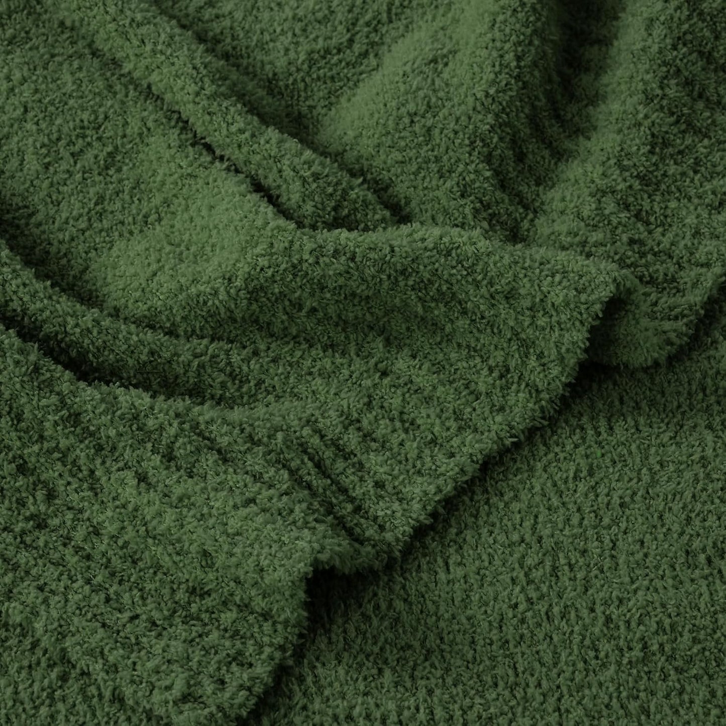 JOOJA Dark Green Blanket Warm Queen Size Fuzzy Knitted Blanket, Oversized Luxury Bed Blankets, Soft Queen Blanket for Bed, Lightweight Plush Blanket Queen Size for Cozy Nights (Dark Green, 90x90)