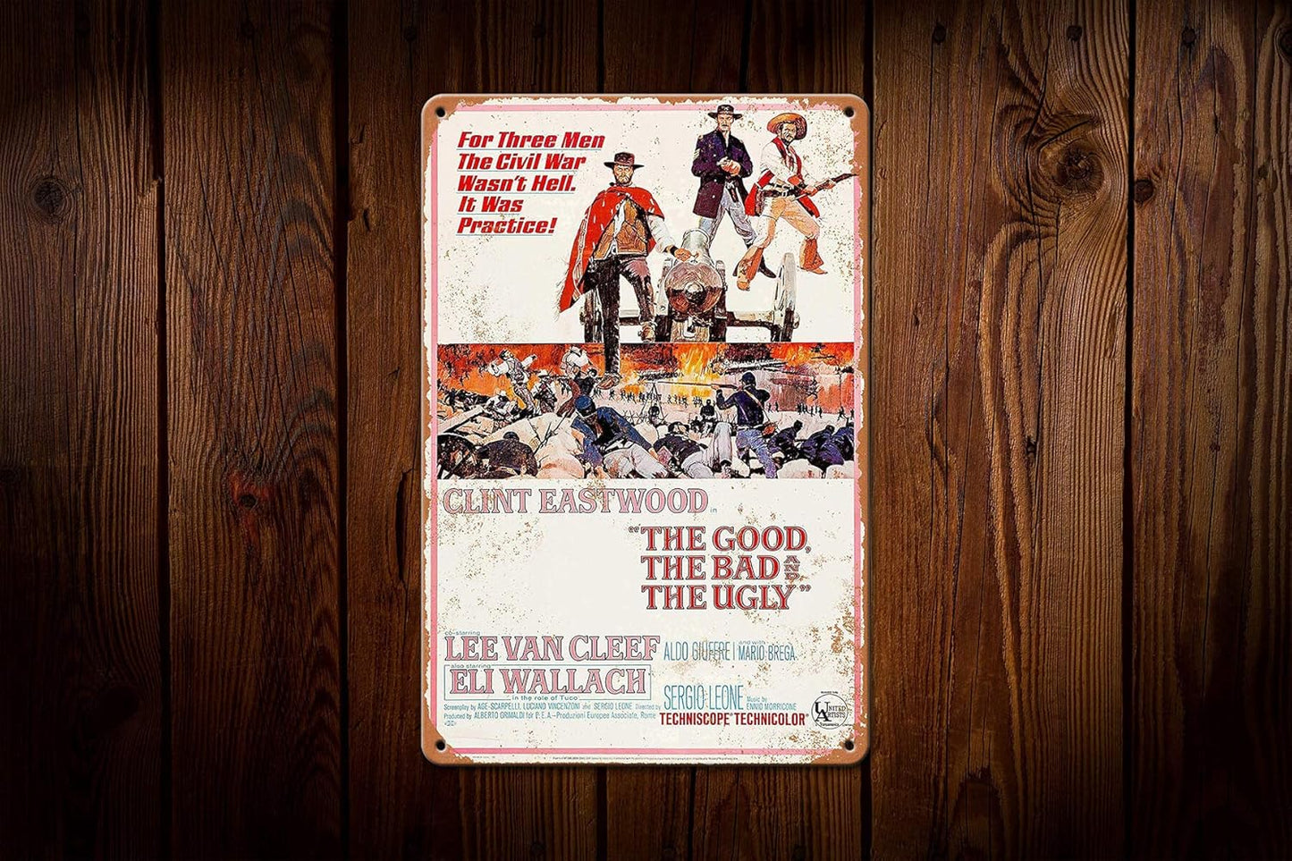 KENSILO Metal Sign Vintage 1966 The Good, The Bad and The Ugly Movie Poster Tin Signs Bar Club Man Cave Wall Decor 8 x 12 inches