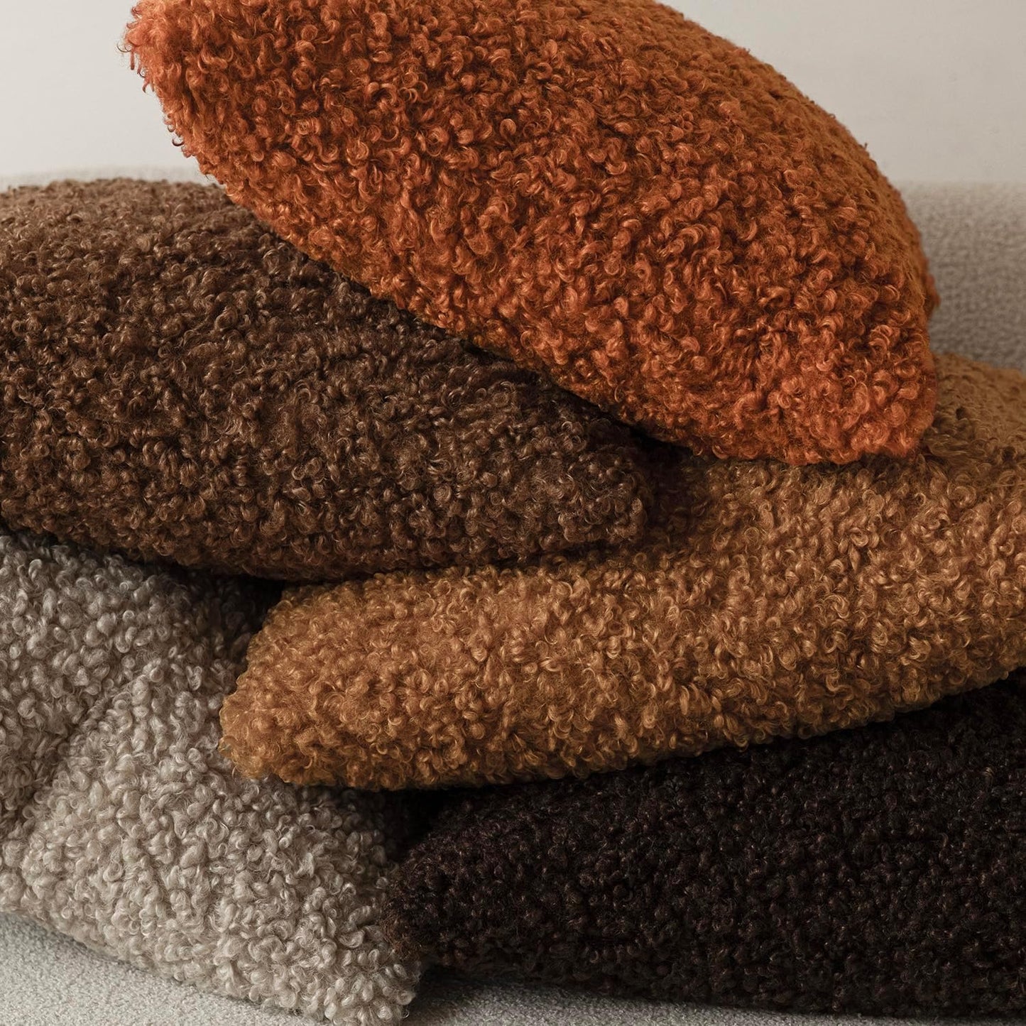 Foindtower 2 Pieces 20x20 Inch Burnt Orange, Faux Fur Throw Pillow Cover Accent Sherpa Furry Pillow Cover Fuzzy Soft Pillowcases Cozy Sheepskin Decorative Fleece Cushion Case for Bed Couch Living Room