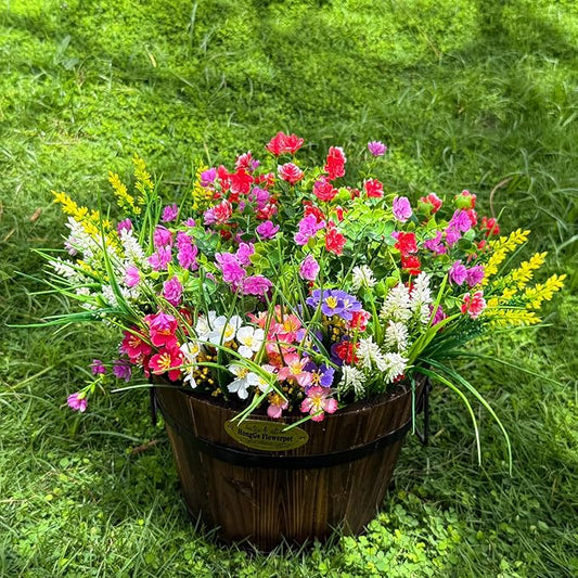 16 Bundles Artificial Flowers for Outdoor,UV Resistant Fake Flowers,No Fade Faux Plants for Outside Hanging Planters,Artificial Plants for Indoor Porch Garden Home Wedding Farmhouse Decor