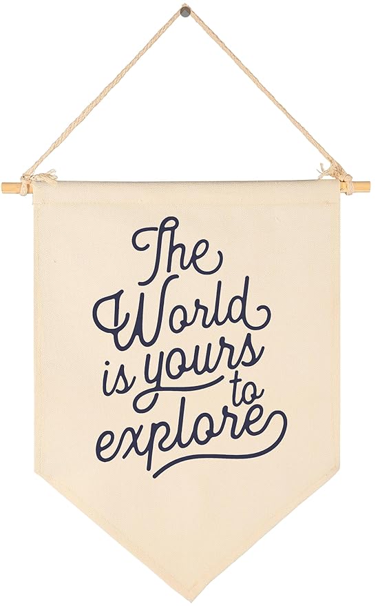 The World Is Yours To Explore-Adventure Flag Sign Gifts for Baby Newborn Boys Girls Kids-Banner Wall Decor Gifts for Nursery Bedroom Playroom Front Door-Baby Gift Shower-New Home Gift