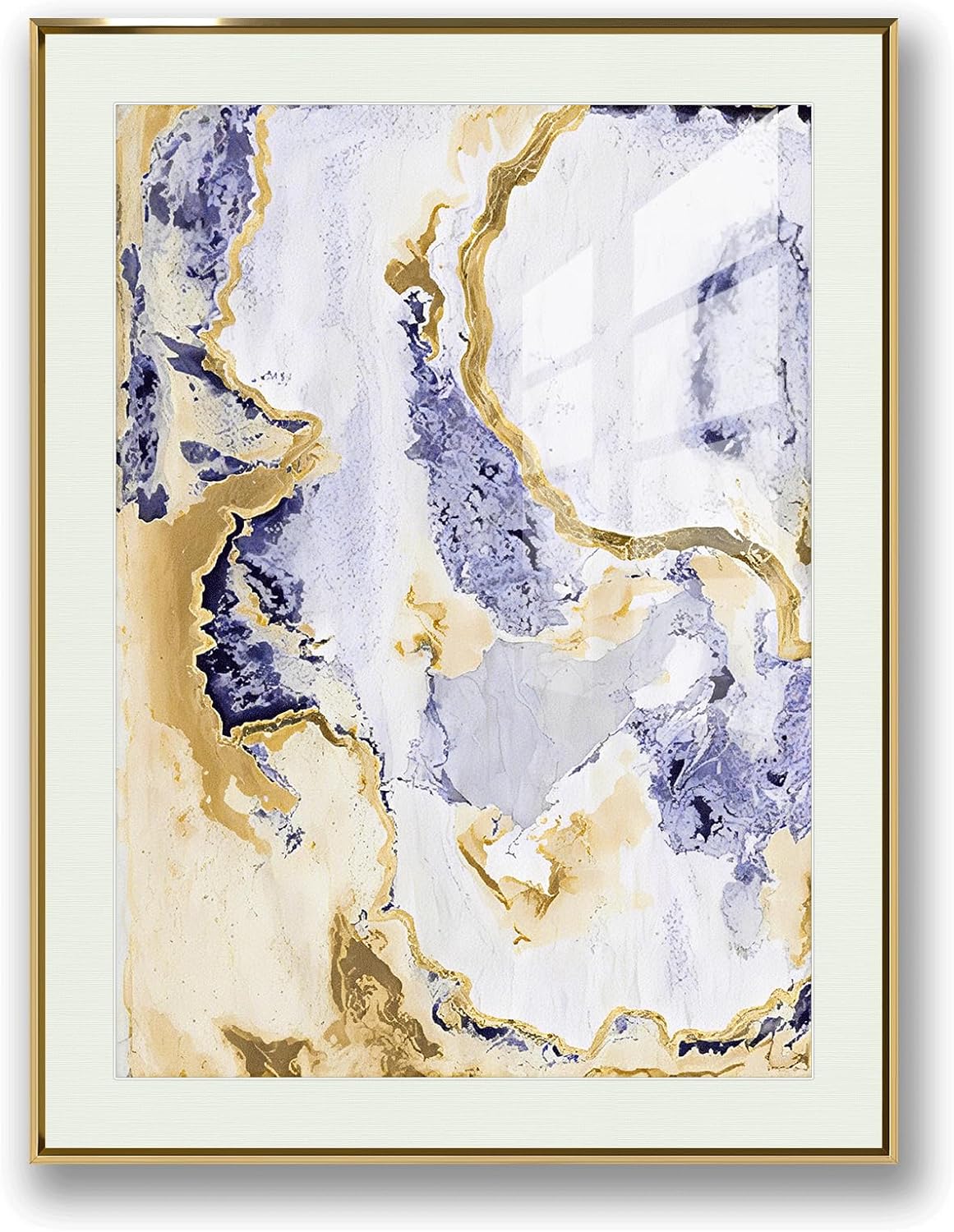 crmotu Abstract Wall Art, Gold Framed Wall Art, Marble Wall Art, Minimalist Aesthetic Canvas Large Painting, Modern Luxury Pictures for Living Room Bedroom Bathroom Office Art Prints 27X39 Inch