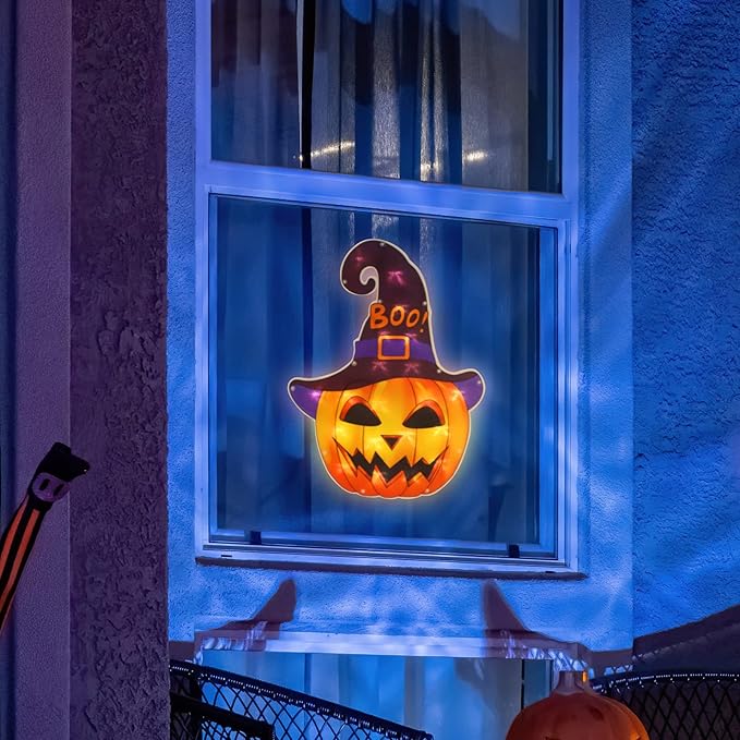 20LED Jack-O-Lantern Halloween Window Silhouette Decoration, Halloween Decoration (Jack-O-Lantern)