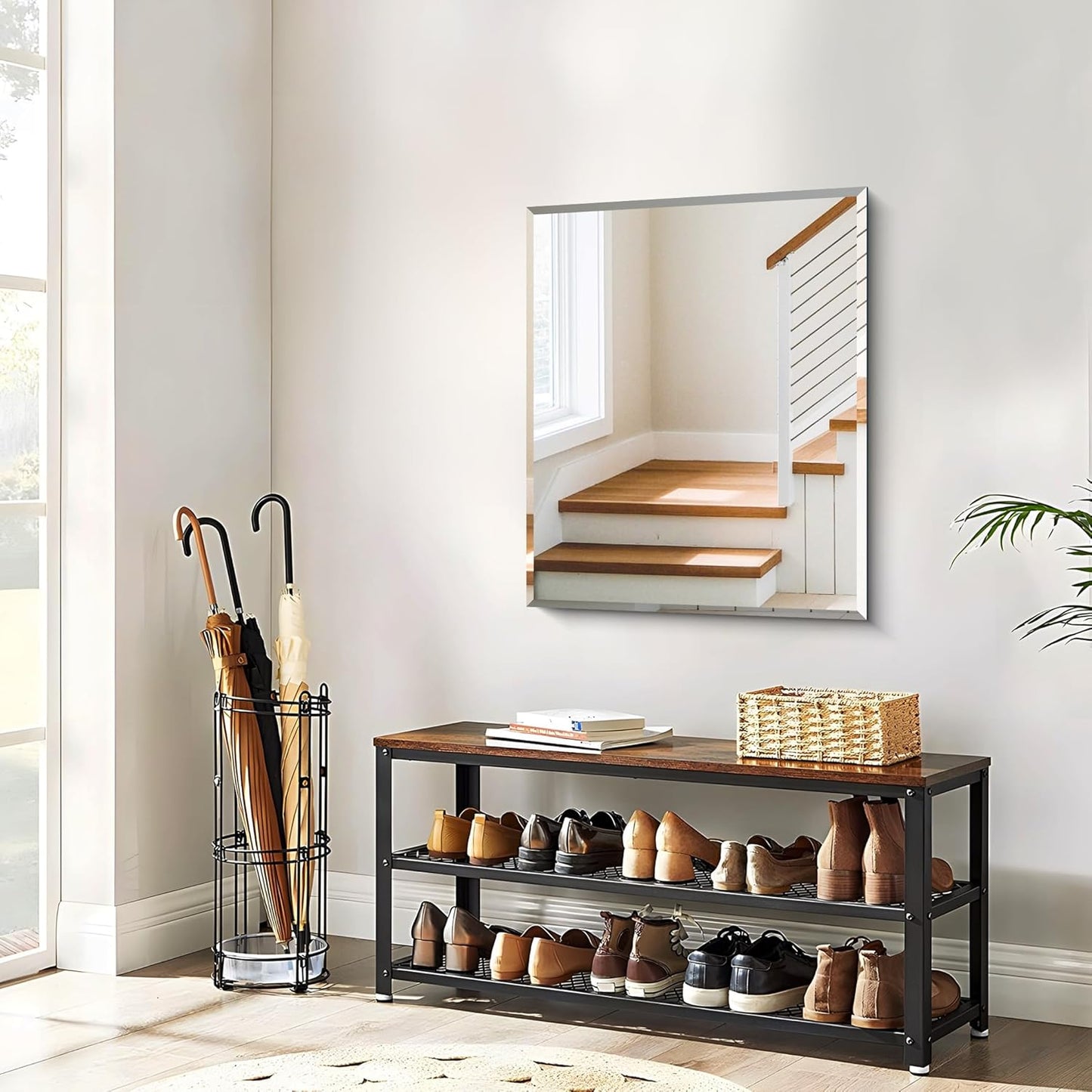 Beveled Mirror, 24x30 Frameless Beveled Bathroom Mirrors for Wall, Upgraded Shatterproof Rectangle Vanity Mirror with Beveled Edge for Bathroom, Bedroom, Living Room and Entryway