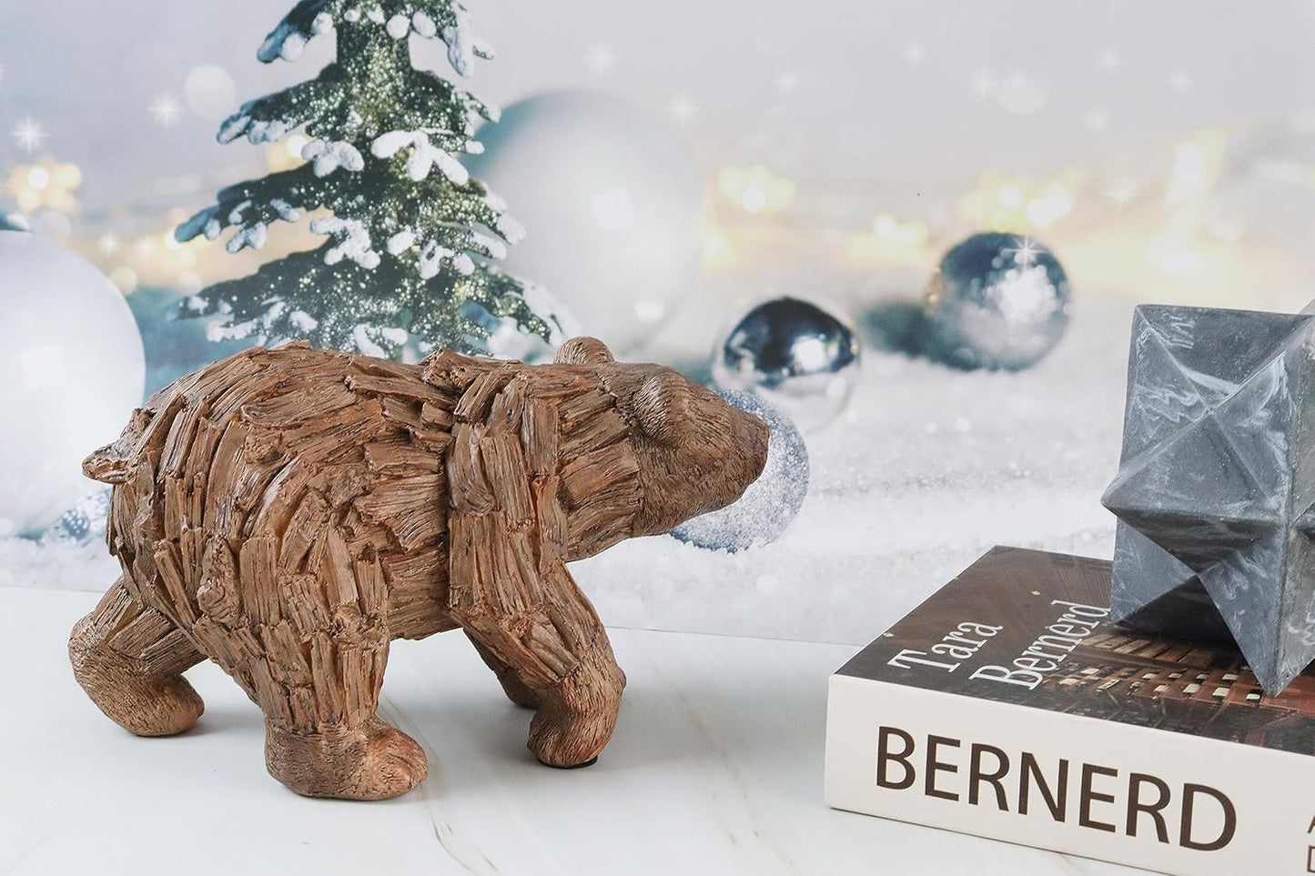 Hymmah Brown Bear Statue Home Decor Statue Rustic Home Decorations for Living Room, Boho Sculpture Resin Animal Collectible Figurines for Indoor Decor