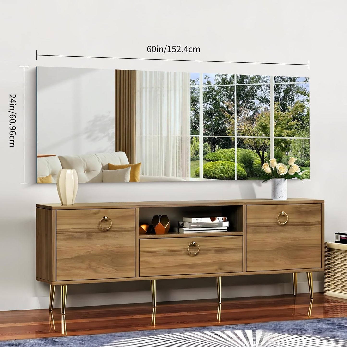 Frameless Mirror, 24x60 Inch Large Bathroom Mirrors for Wall, Upgraded Shatterproof Rectangle Vanity Mirror Over Sink with Polished Edge for Bathroom,Bedroom,Living Room and Entryway
