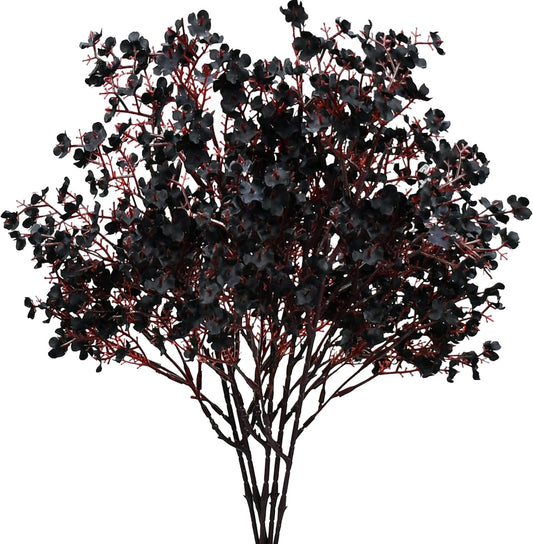 Mandy's Black Artificial Baby’s Breath Flowers 6 Bundles Silk Gypsophila with Bendable Stems for Fall Centerpiece Wedding Decor and Table Arrangements