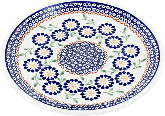 Blue Rose Polish Pottery - Yellow Peach Blossom Dessert Plate - 7" Diameter - Beautiful Plate for Cake, Appetizers, or Snacks