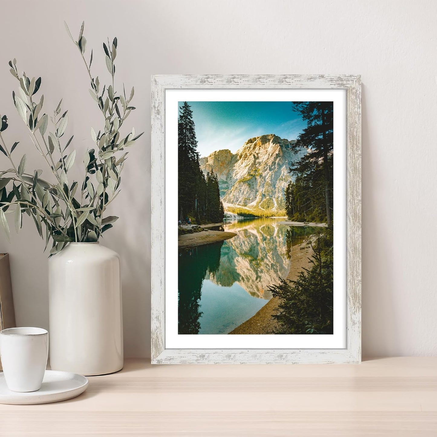 iRahmen 14x20 Picture Frame Set of 2 with Plexiglass, Display 12x18 Photo with Mat or 14 x 20 Without Mat, Rustic Wood Poster Frame for Wall Mounting