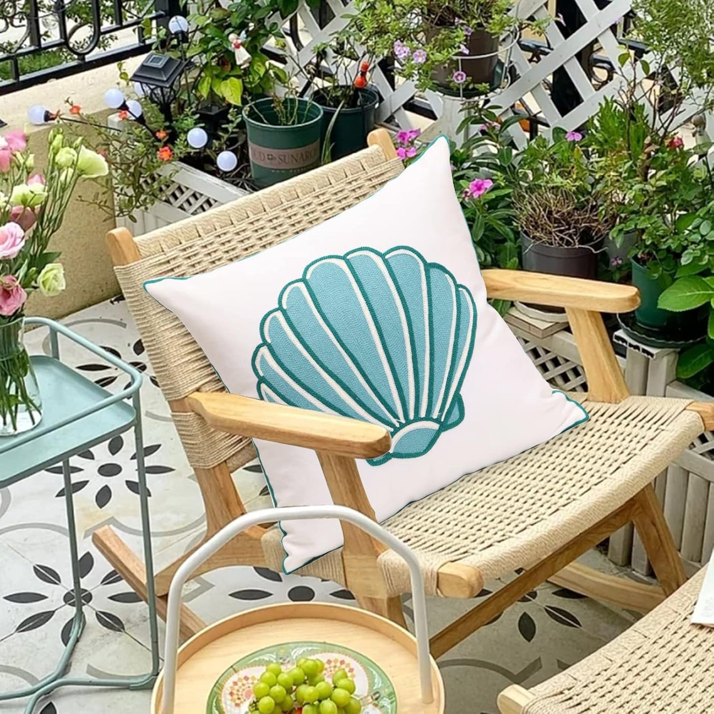 1 PCS Embroidered Throw Pillow Cover Cotton Decorative Square Cushion Cases Pattern Art Covers for Home Sofa Bed and Chair case Creative Luxurious 18 x 18 Inch (Dark Blue)