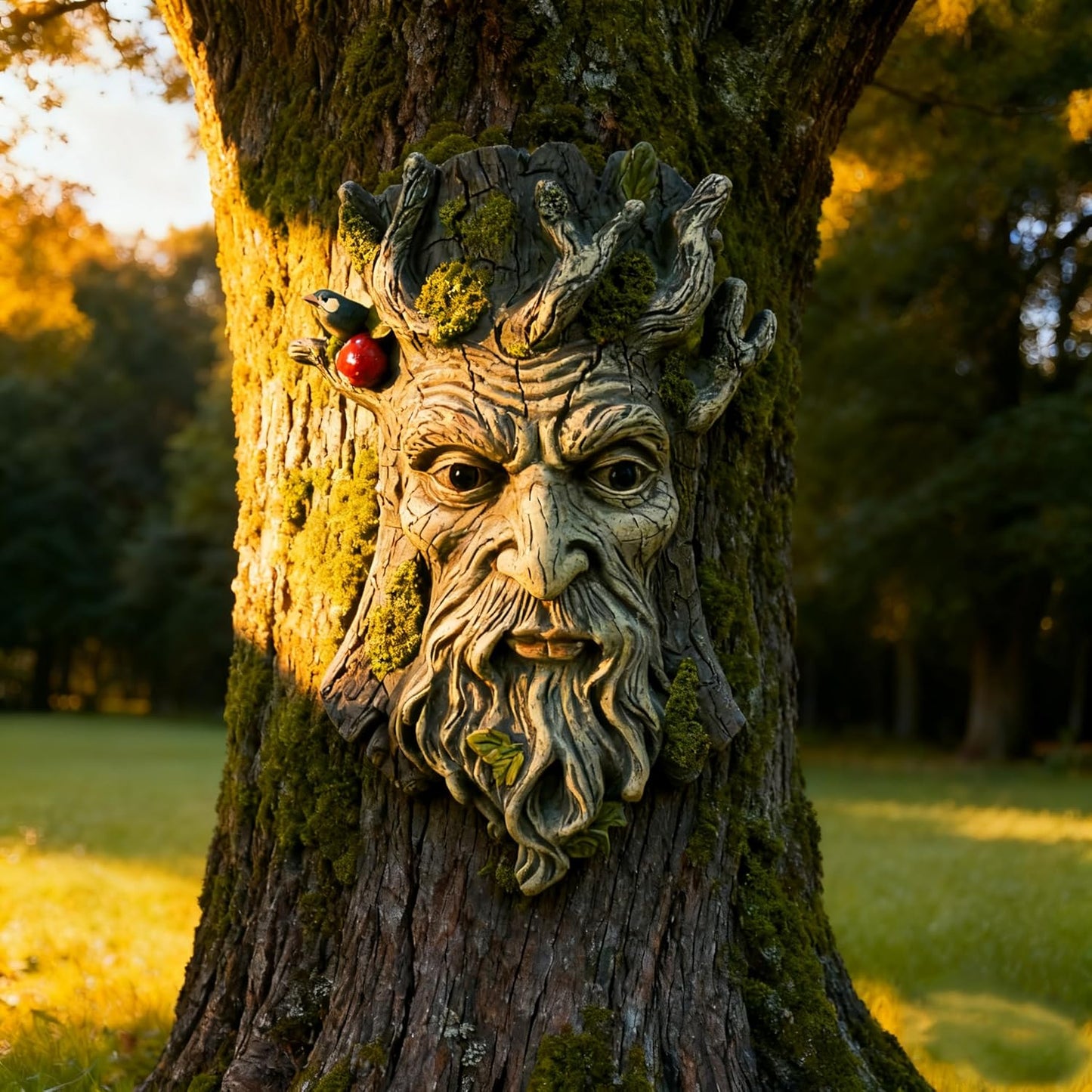 Blue Eye Mushroom Tree Face Sculpture, Funny Blue Eye Mushroom Old Man Tree Hugger Statue, Indoor & Outdoor Creative Props for Garden and Home