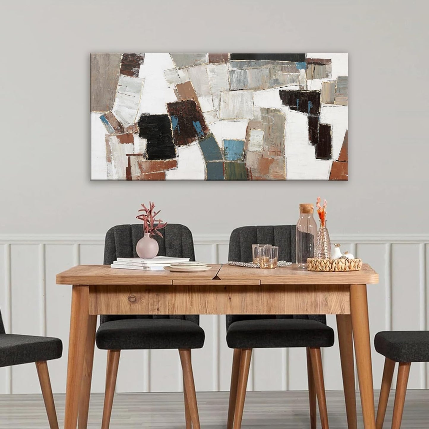 Dimpaga Abstract Canvas Wall Art Modern Wall Art Decor Pictures Wall Decor Minimalist Geometric Line Artwork for Walls Textured Wall Art Prints 20"X40" For Room Living Room Bedroom Office Decor