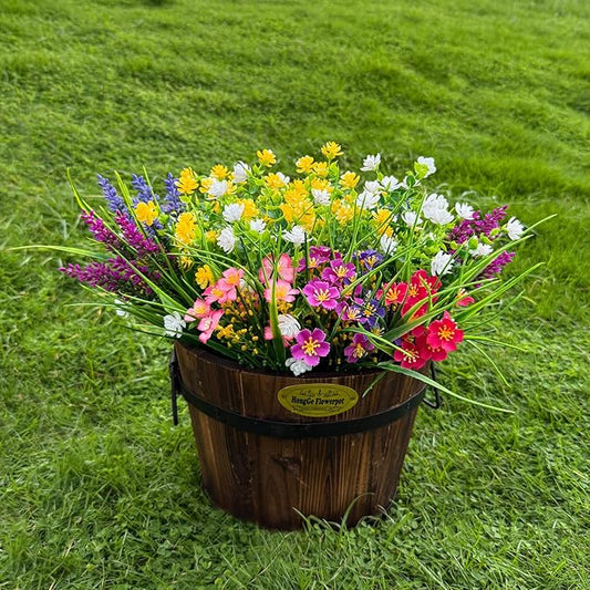 16 Bundles Artificial Flowers for Outdoor,UV Resistant Fake Flowers,Faux Plants for Outside Hanging Planters,No Fade Artificial Plants for Indoor Porch Garden Home Wedding Farmhouse Decor