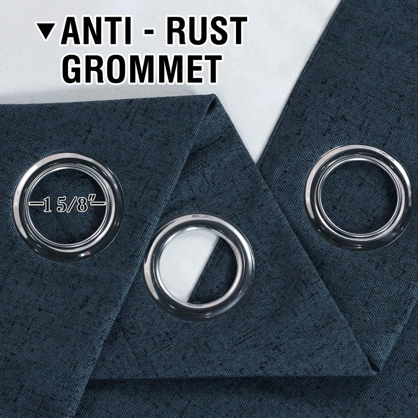 H.VERSAILTEX Primitive Linen Blackout Curtains with Burlap Fabric and White Thermal Insulated Liner, Grommet Top Curtains for Living Room/Bedroom (2 Panels, 42 x 54 Inch, Navy)