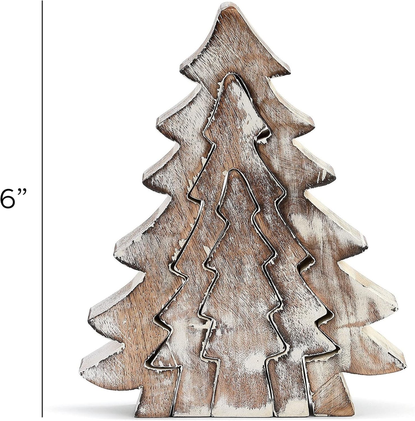 DEMDACO Nesting Trees Whitewashed 8 x 6 Mango Wood Christmas Collectible Figurine