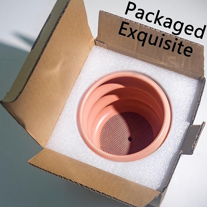 6.5 Inch Modern Plant Pot Pink Ceramic Glaze Succulent Planters for Indoor Unique Pots, Planter with Drainage Holes Small Cute Bubble Porcelain for Herb Snake Plants