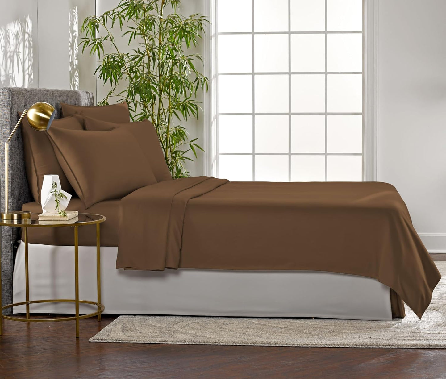 King Sheets by Pure Bamboo, Genuine 100% Organic Viscose Derived from Bamboo Bed Sheet Set, Luxuriously Soft & Cooling, Double Stitching, Lifetime Quality Promise (King, Coconut Husk)