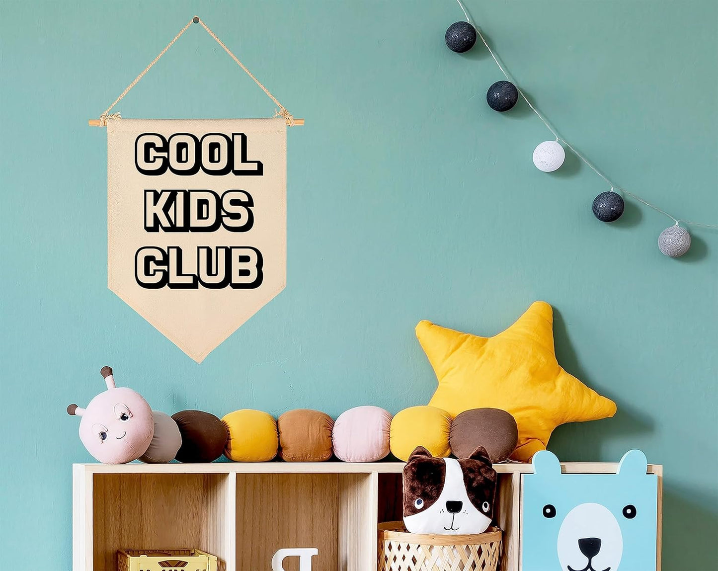 Cool Kids Club-Flag Sign Art Gifts for Baby Newborn Boys Girls Kids-Banner Wall Decor Present for Nursery Bedroom Playroom Front Door-Baby Present Shower-New Home Birthday Christmas Gift