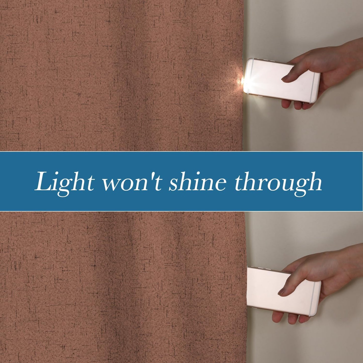 H.VERSAILTEX Linen Blackout Curtains Durable Thick Textured Linen Look 100% Blackout Patio Door Curtain Anti Rust Grommet Extra Wide Sliding Door Curtain Panel, W100 x L96 inch, Washed Spice