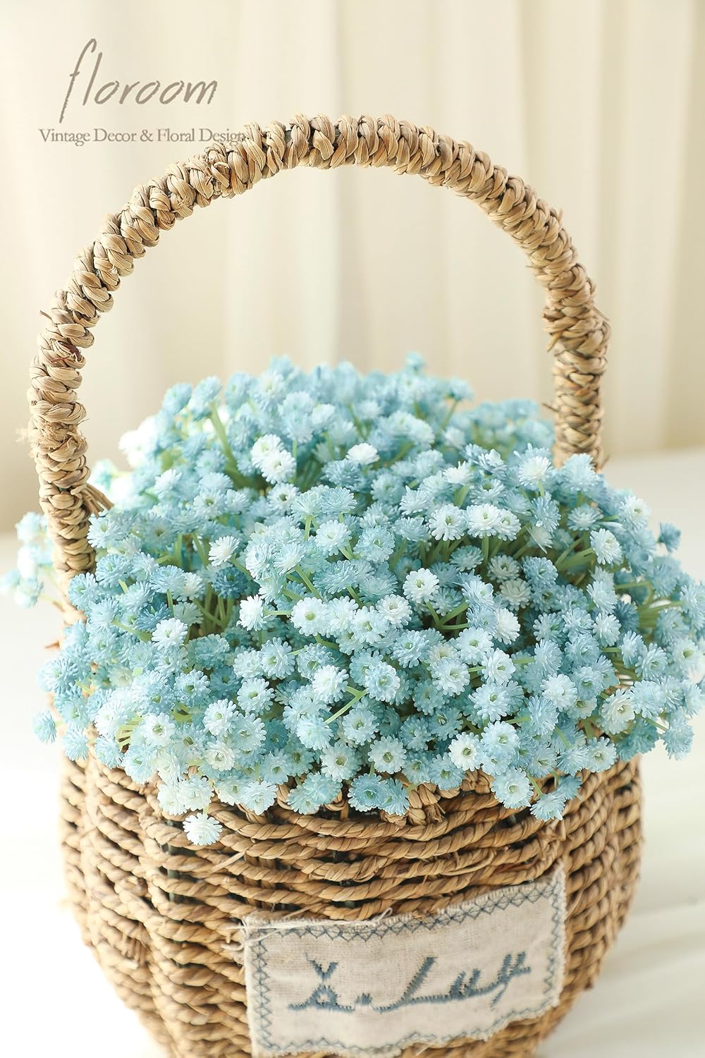 Floroom 18pcs Artificial Babys Breath Gypsophila Greenery Sprays, Real Touch Dusty Blue Fake Flowers for Wedding Bouquets Centerpieces Floral Arrangements and Decorations