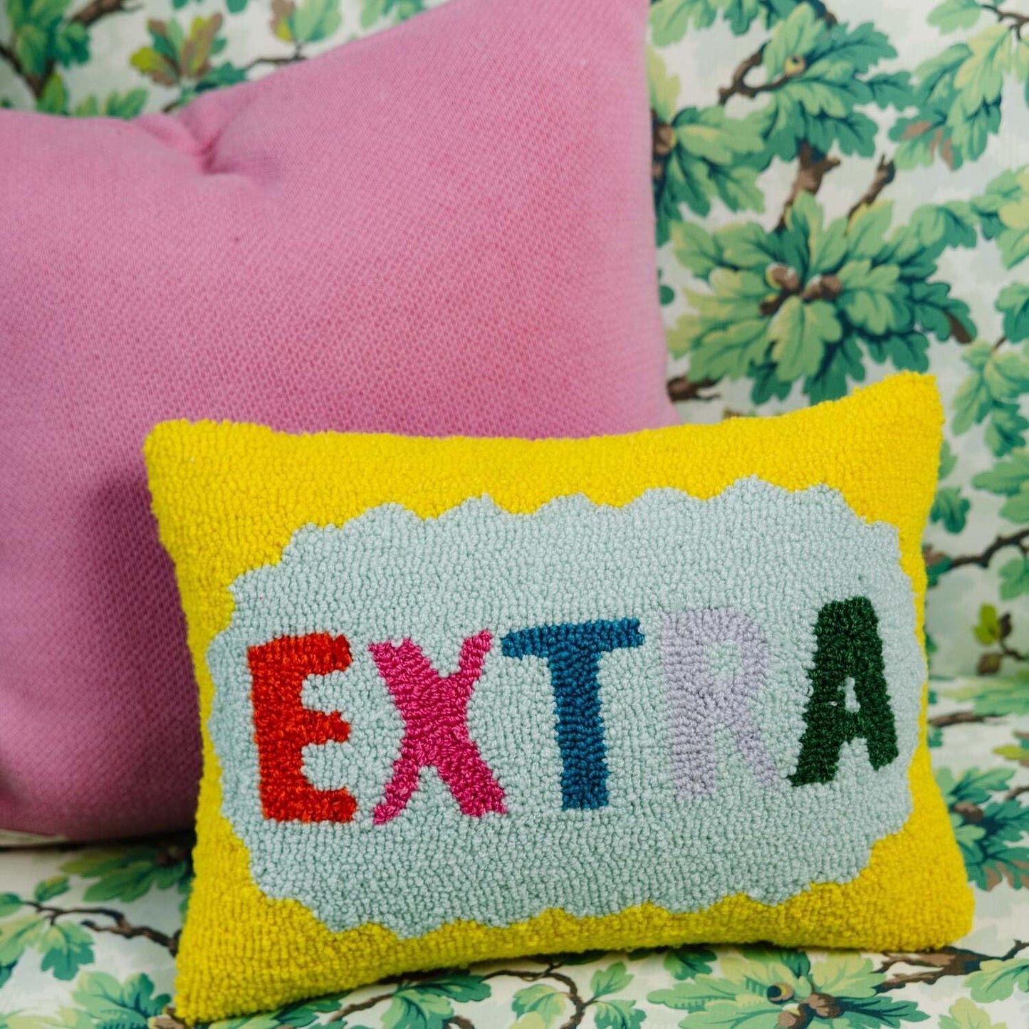 FURBISH Hook Decorative Throw Pillow - Extra - 12"x 16" - Small Embroidered Designer Pillow for Living Room, Couch, Sofa, Chair & Bed - Eclectic Home Decor