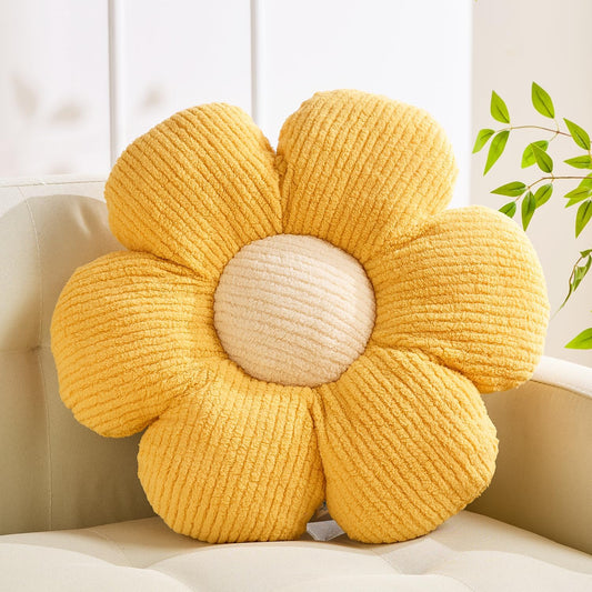 Daisy Decorative Pillow - Cute Yellow Flower Cushion, 15.7"