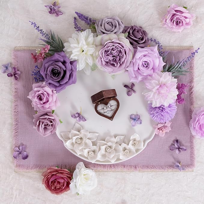 TINGE TIME Fake Flowers Artificial Flowers Peonies Bulbous Chrysanthemum Daisy Hydrangea Sunflower Violets Dahlia Daffodils Epiphyllum Orchid Cherry Blossom Camellia Leyaron (Light Purple)