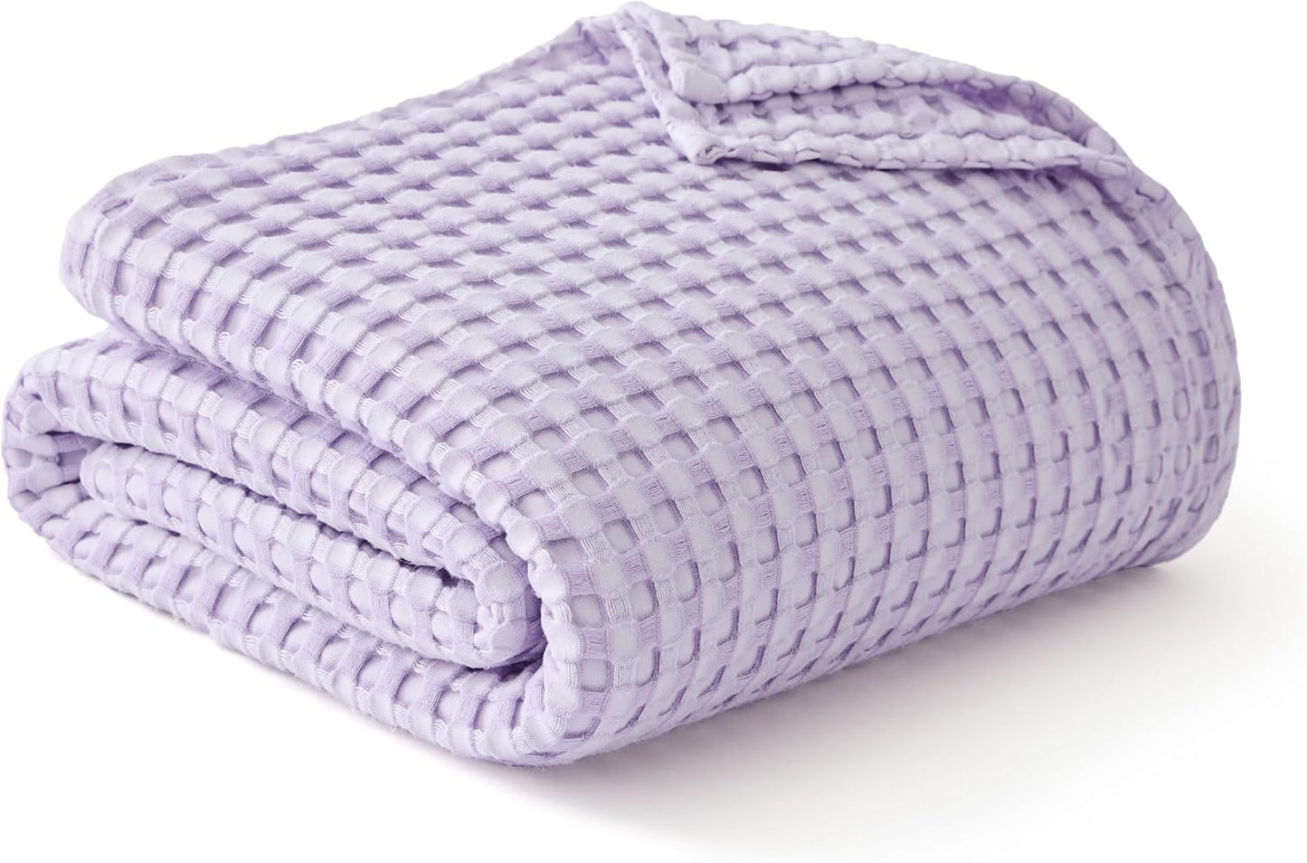 Bedsure Cooling Cotton Waffle Queen Size Blanket - Lightweight Breathable Blanket of Rayon Derived from Bamboo for Hot Sleepers,Light Purple, 90x90 Inches