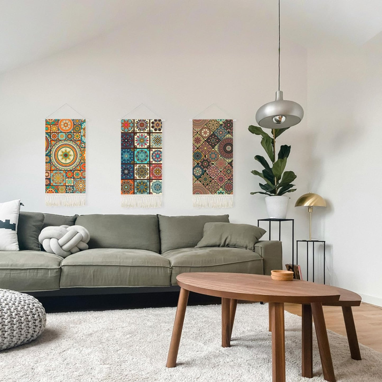 Mandala Boho Macrame Wall Hanging Tapestry For Bedroom Tapestries Vertical Art Fabric Decor Door Living Room Bohemian (Style A, 17.5 * 43)