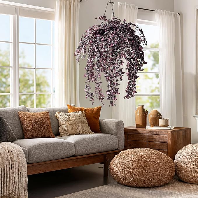 4PCS Fake Plants Decor,Artificial Watermelon Vine for Home Decor Indoor,Fake Ivy Plants Realistic Faux Plants Indoor for Home Living Room Bedroom Office Decoration