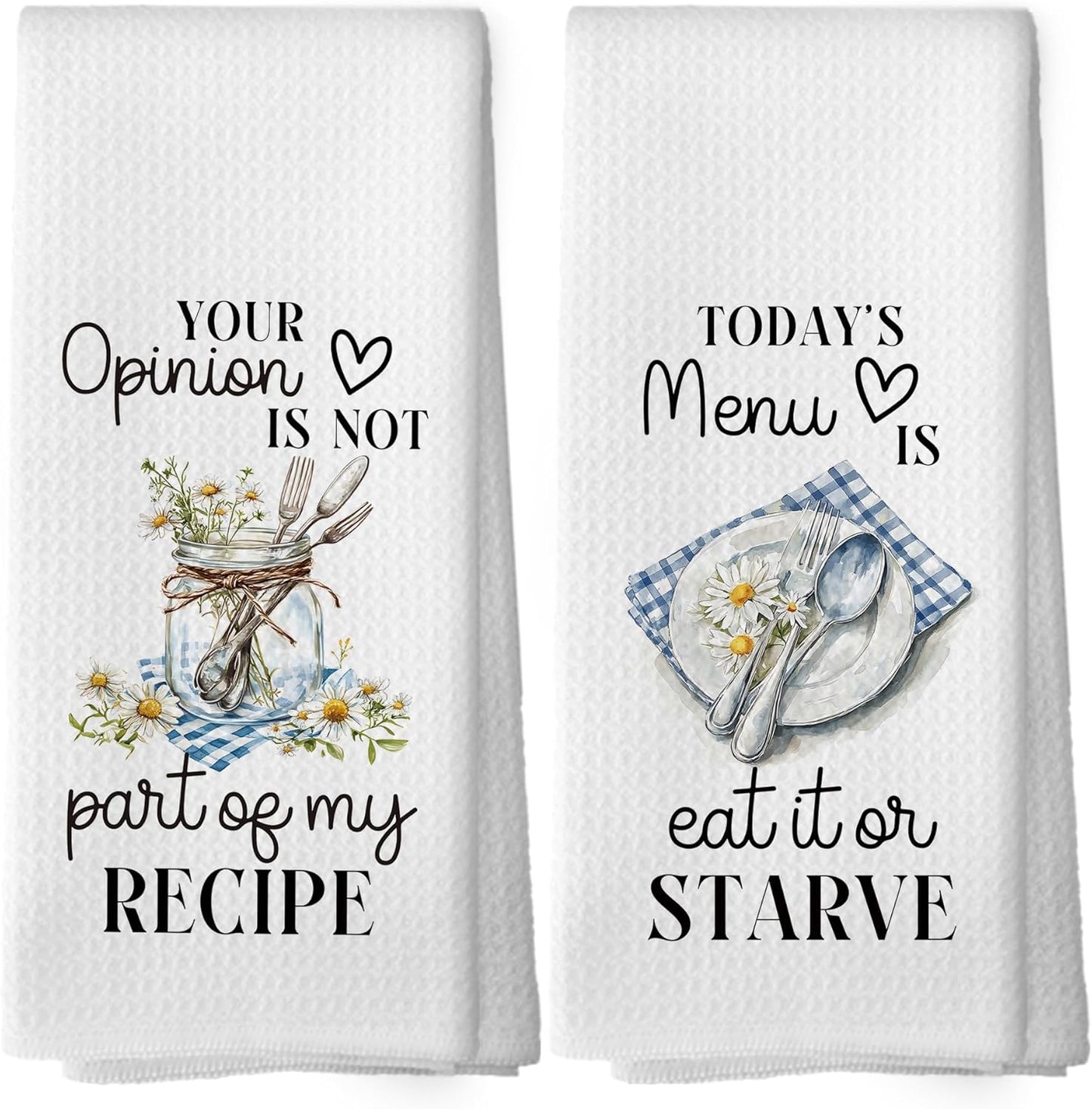 Funny Gifts Kitchen Towels - Sarcastic Humor Dish Towels, Housewarming Gifts, Funny Recipe Decorative Absorbent Dishcloths Hand Towels Set of 2 for Cooking Baking Decor 16x24 Inches