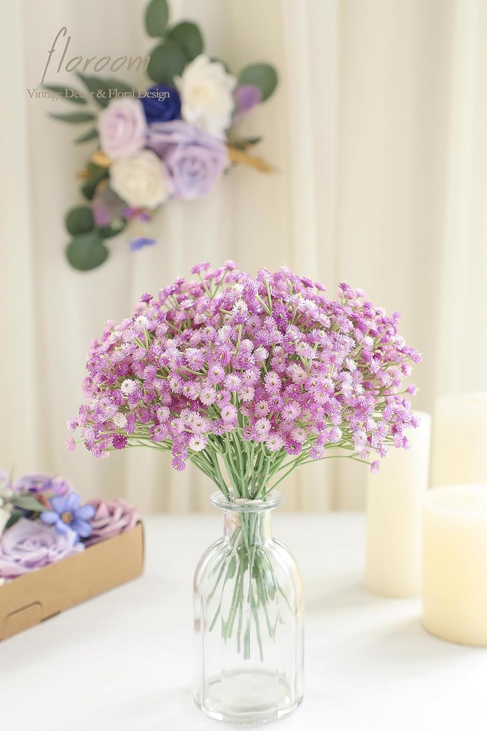 Floroom 18pcs Artificial Babys Breath Gypsophila Greenery Sprays, Real Touch Lavender Lilac Purple Fake Flowers for Wedding Bouquets Centerpieces Floral Arrangements and Decorations