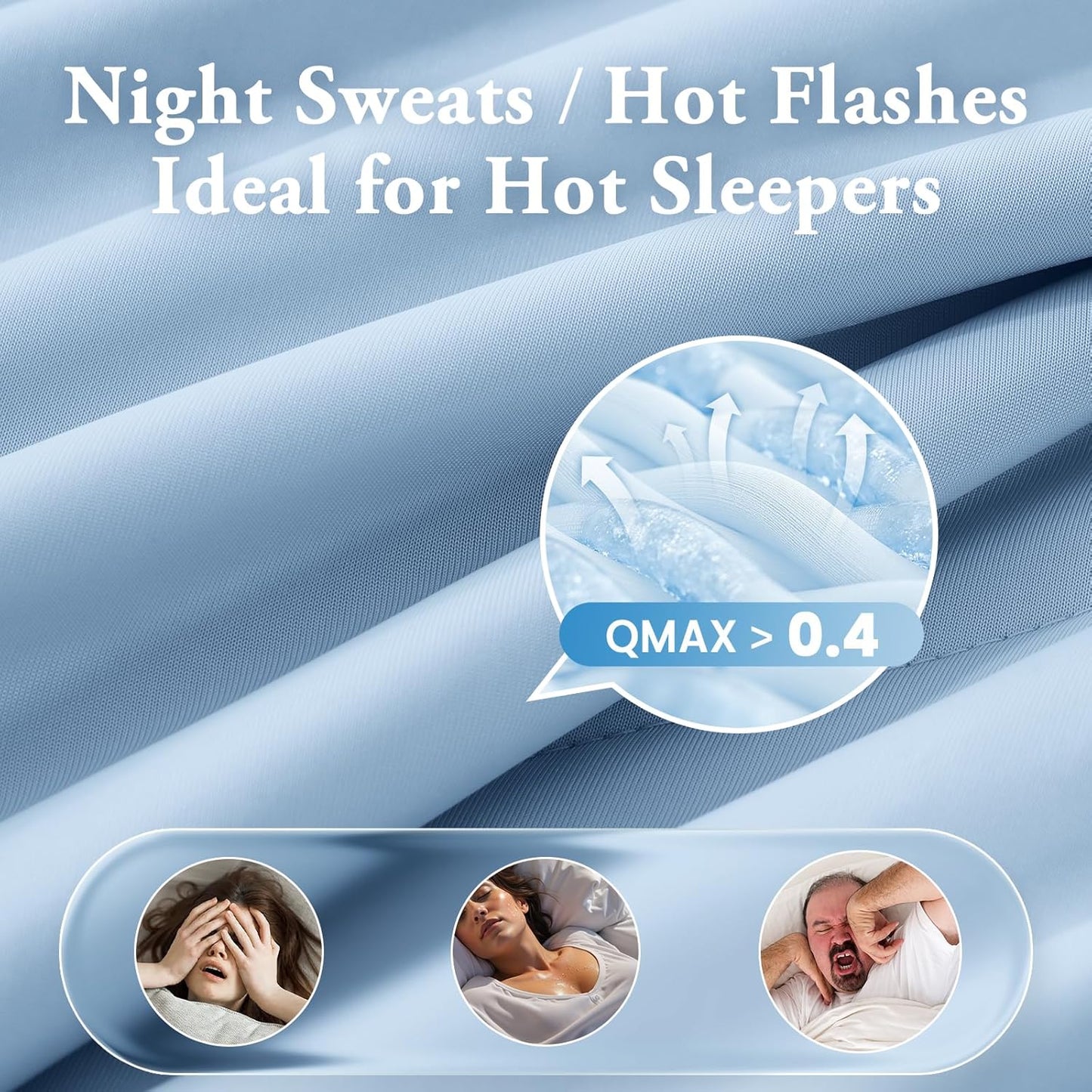 COHOME Cooling Comforter Queen/Full, Cooling Blanket for Hot Sleeper and Night Sweats, Cold Touch Fabric Absorbs Body Heat, Double-Sided Cool Design Soft Fluffy (Blue, (90"x90"))