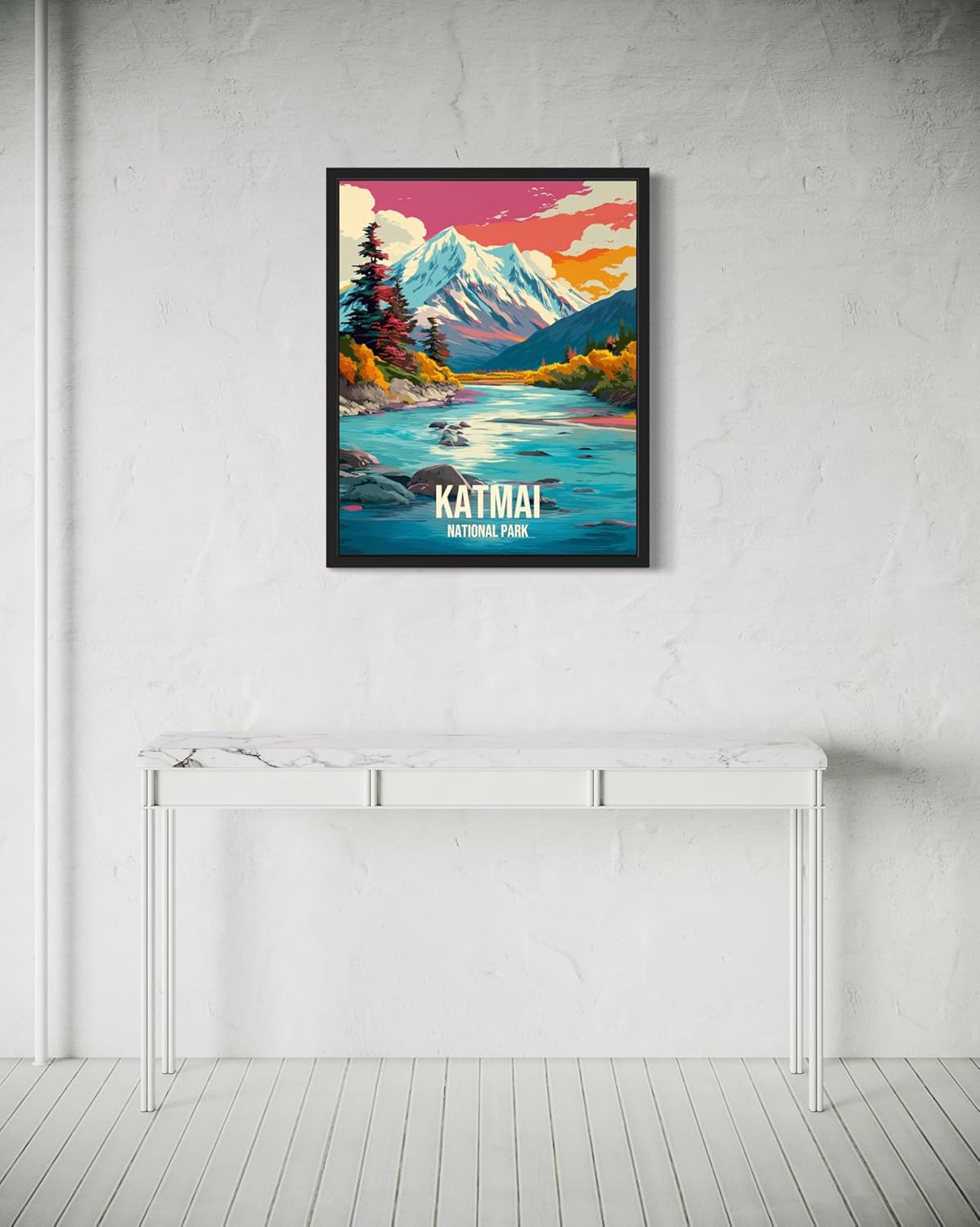 Katmai National Park Art Print Poster, Vintage Retro Pop Art Travel Wall Art Bedroom Bathroom Living Room Decor 185 (Katmai, 11 x 14 inches, Unframed)