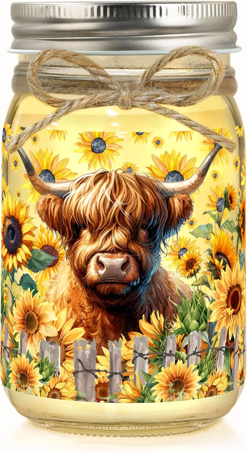 Highland Cow Gifts Highland Cow Decor Themed Gifts for Cows Lovers Birthday Christmas Gifts for Women Friend Mason Jar Night Light