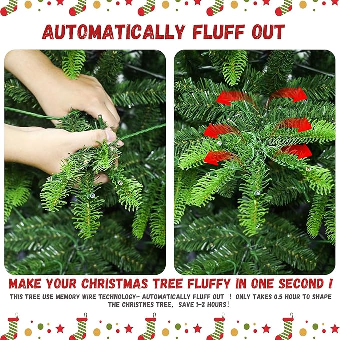 5FT Prelit Artificial Christmas Tree, Premium Douglas Fir Christmas Tree with 180 Warm White Lights & 502 Branch Tips, PE & PVC Mixed Pre Lit Hinged Xmas Trees for Holiday, Party Decoration