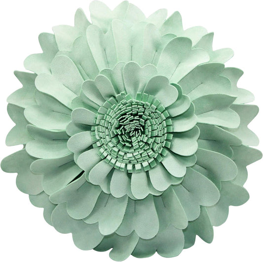 Contempo Lifestyles Flower Pillow – Decorative Pillow 3D Round Throw Pillows for Home Décor – Handmade Sweetheart Flower Pillow for Bed & Couch-Sunflower Pillow - 16 Inch Mint