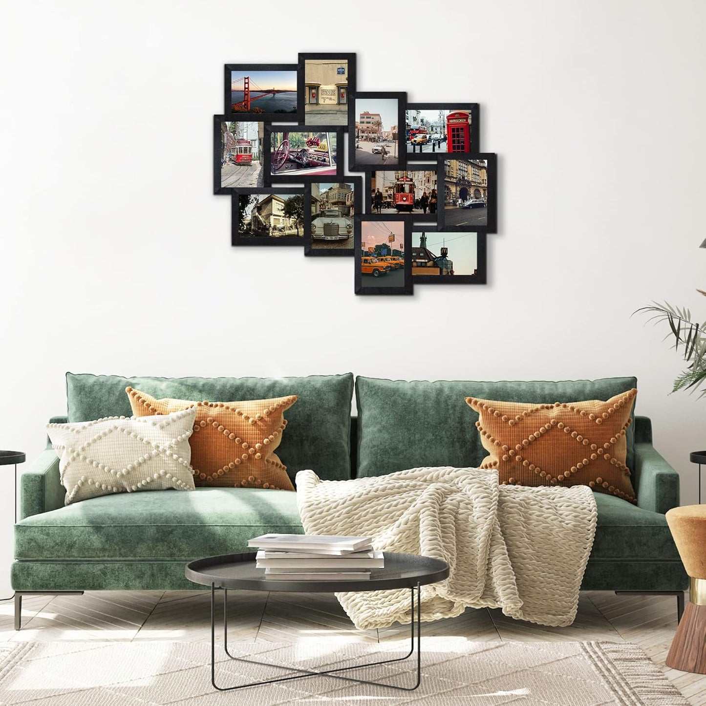 Jerry & Maggie 12 Opening Collage Picture Frame, Multi Picture Frame for Wall, 4x6 Inches, Plastic Wall Picture Frames for Living Room, No Assembly, Black/ 2 Pack