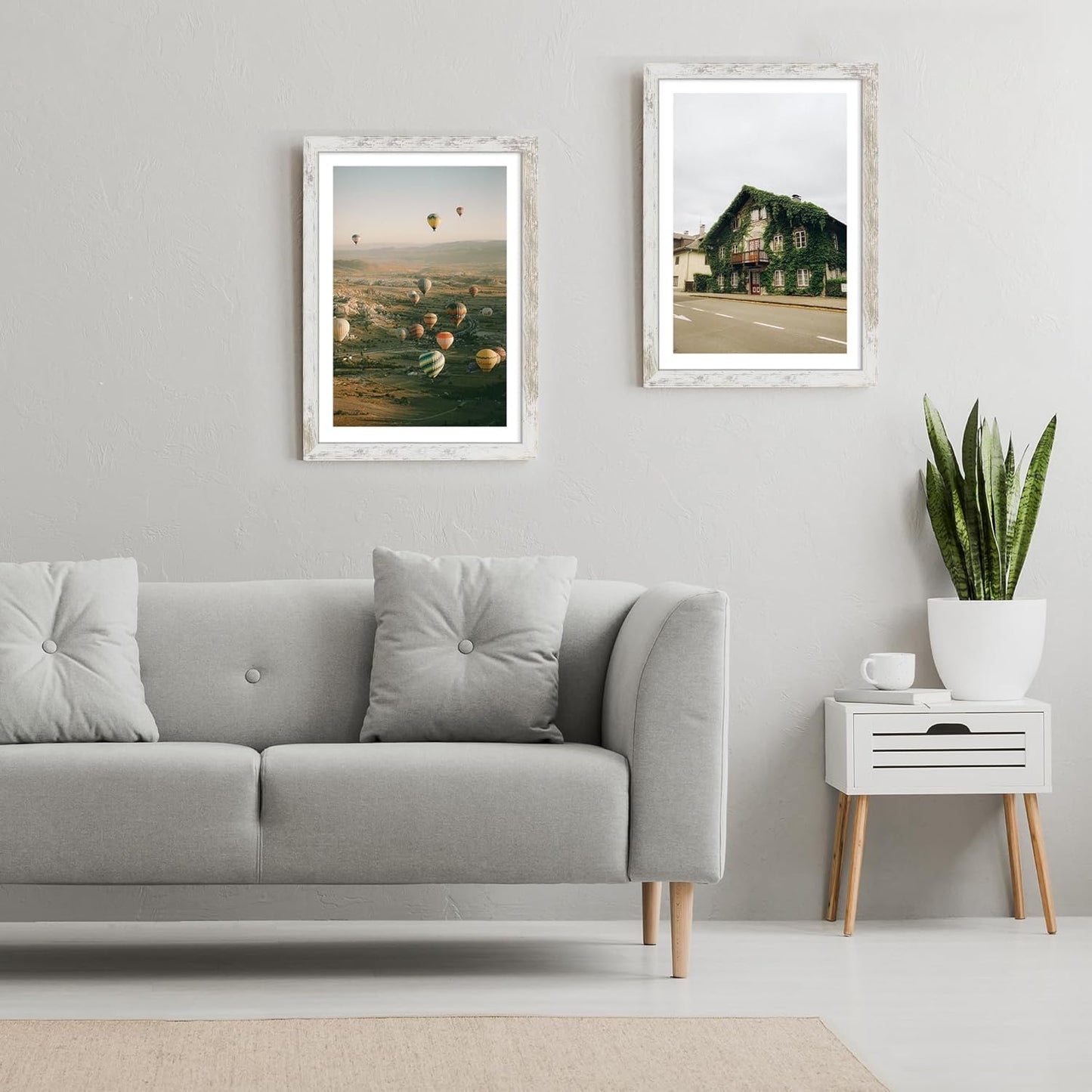 iRahmen 14x20 Picture Frame Set of 2 with Plexiglass, Display 12x18 Photo with Mat or 14 x 20 Without Mat, Rustic Wood Poster Frame for Wall Mounting