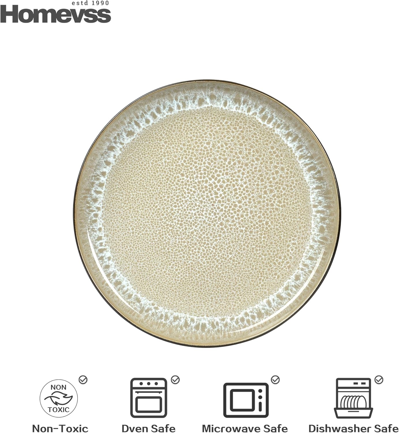 Euro-Nordic Stoneware 20pc Dinnerware Set, Reactive Glaze Bubble Beige