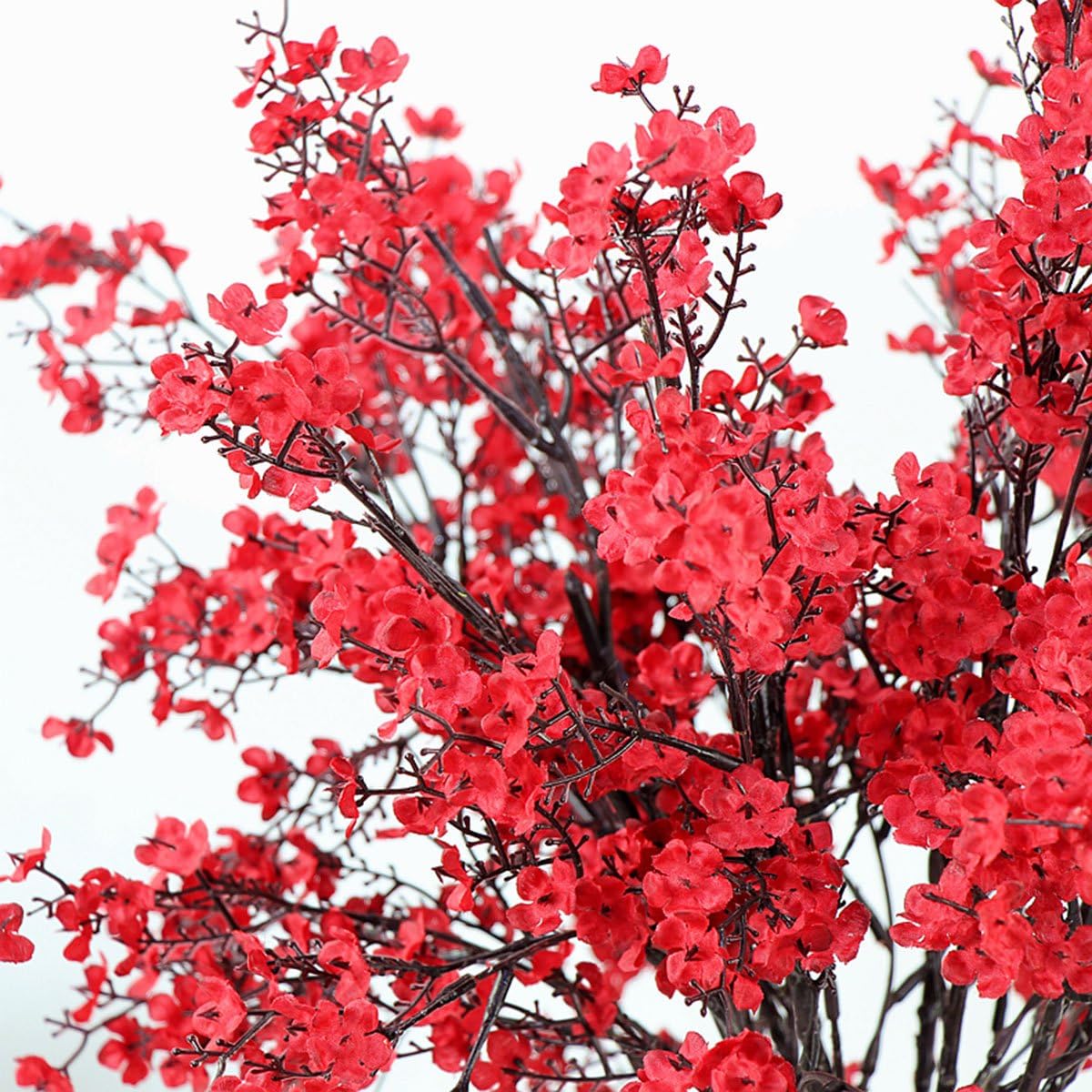 JAKY-Global Babys Breath Fabric Cloth Artificial Flowers 6 Bundle European Fake Silk Plants Decor Wedding Party Decoration Bouquets Real Touch DIY Home Garden(Red)