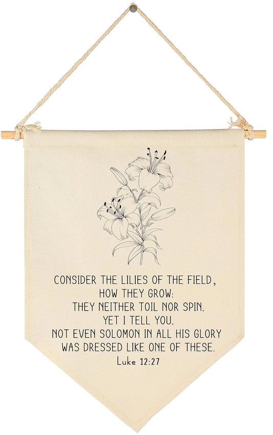 Consider the Lilies of the Field-Botanical Christian Wall Art, Consider the Lillies, Luke 12:27, Floral Bible Verse Poster, Minimal Christian Decor, Farmhouse Scripture Sign