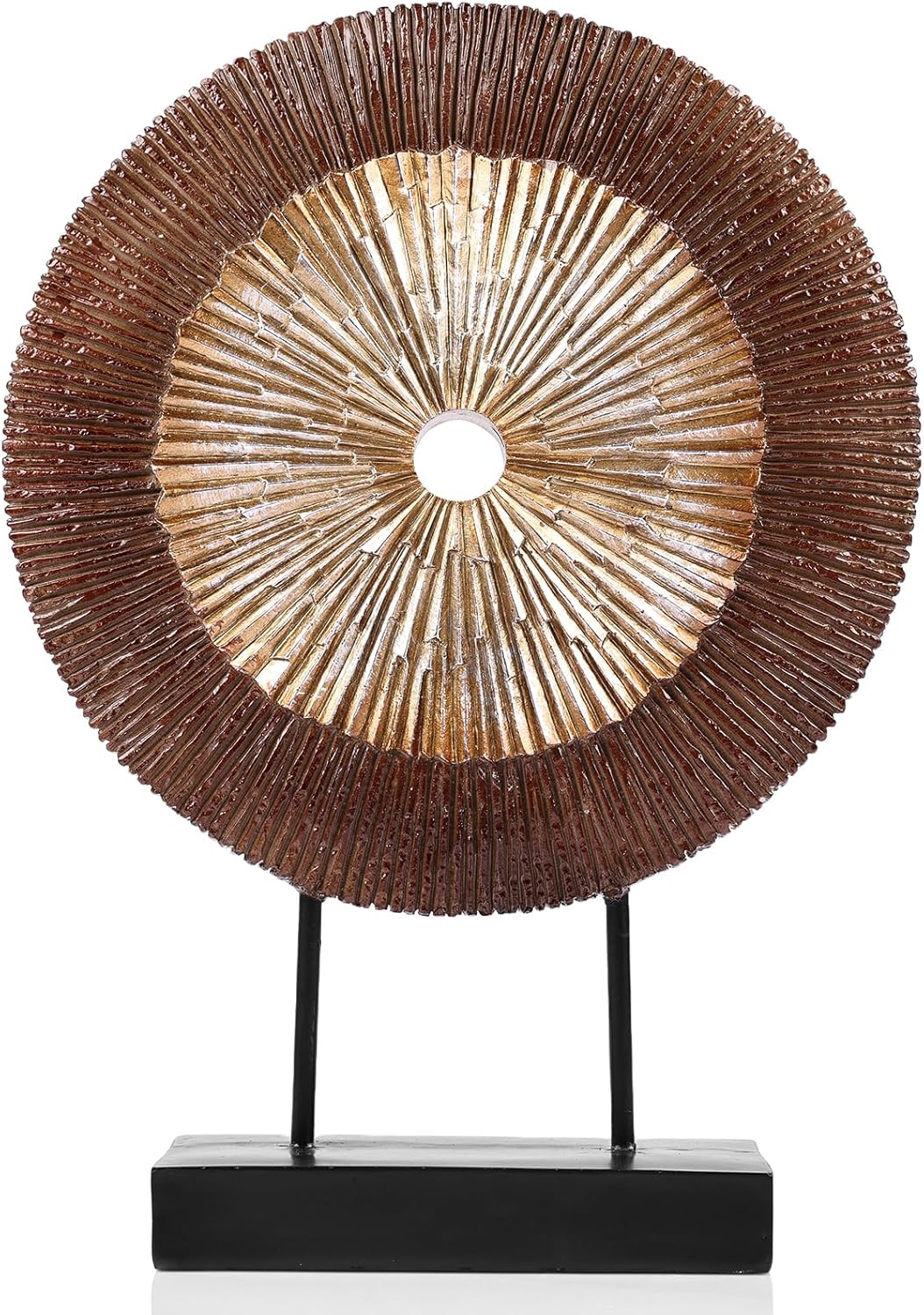 DOVDOV Wood Color Round Irregular line Statue, Unique Home Sculpture for Cabinet Above Coffee Table, entryway Table top TV Cabinet Dining Table Center Home Decor. (Yellow-Brown)