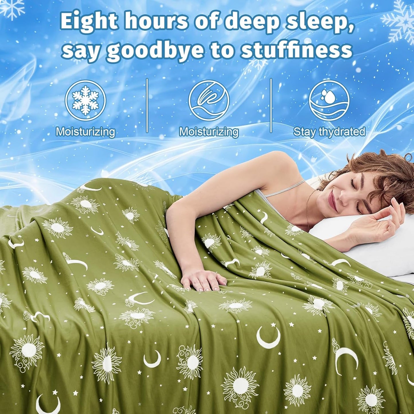 inhand Cooling Blanket King Size (90"x108") - Cooled Blankets for Hot Sleepers Lightweight Breathable Summer Blanket for Sleeping Night Sweats to Keep Cool in The Heat -Wild Fern Green