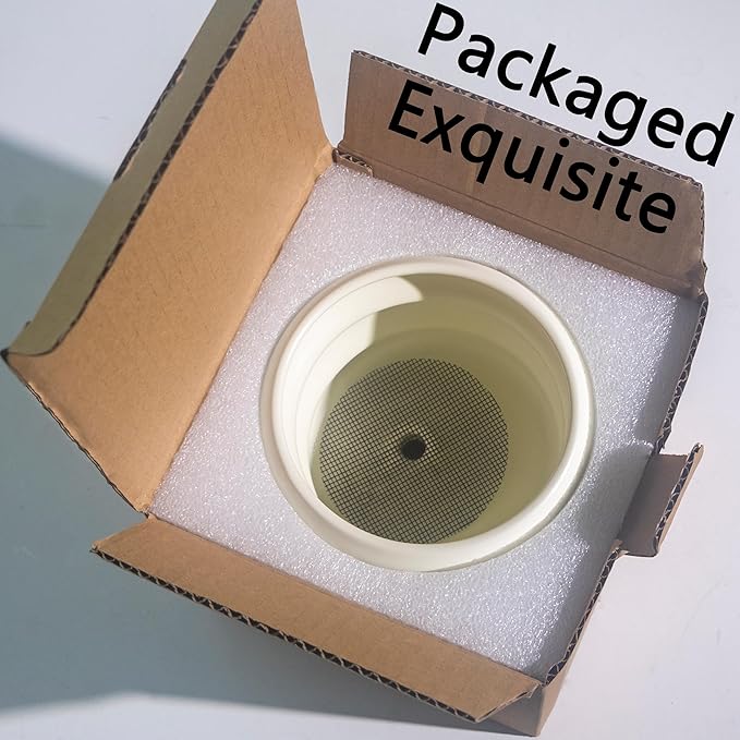 4.7 Inch Modern Plant Pot Beige Ceramic Glaze Succulent Planters for Indoor Unique Pots, Planter with Drainage Holes Small Bubble Porcelain for Herb Snake Plants