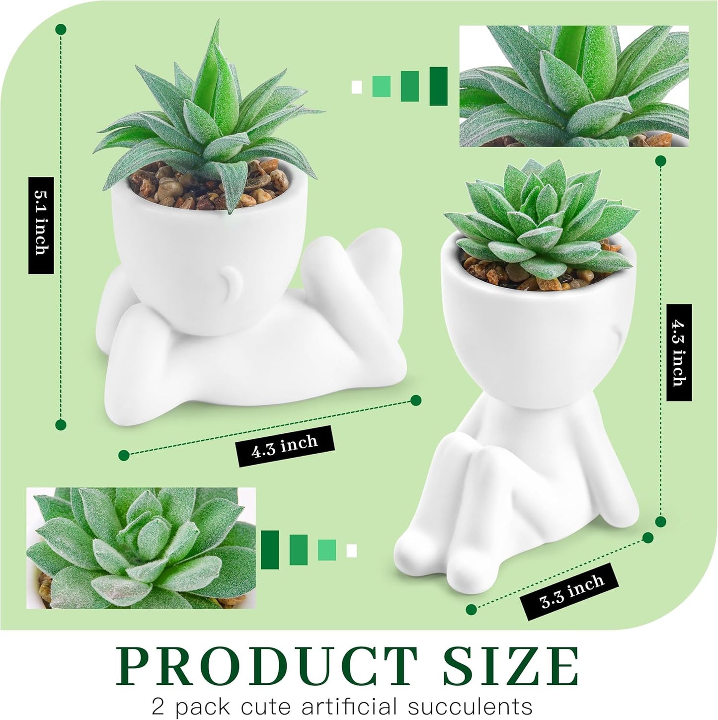 Der Rose Set of 2 Fake Plants Artificial Succulent Plants for Office Desk Accessories Bathroom Home Room Aesthetic Decor Indoor